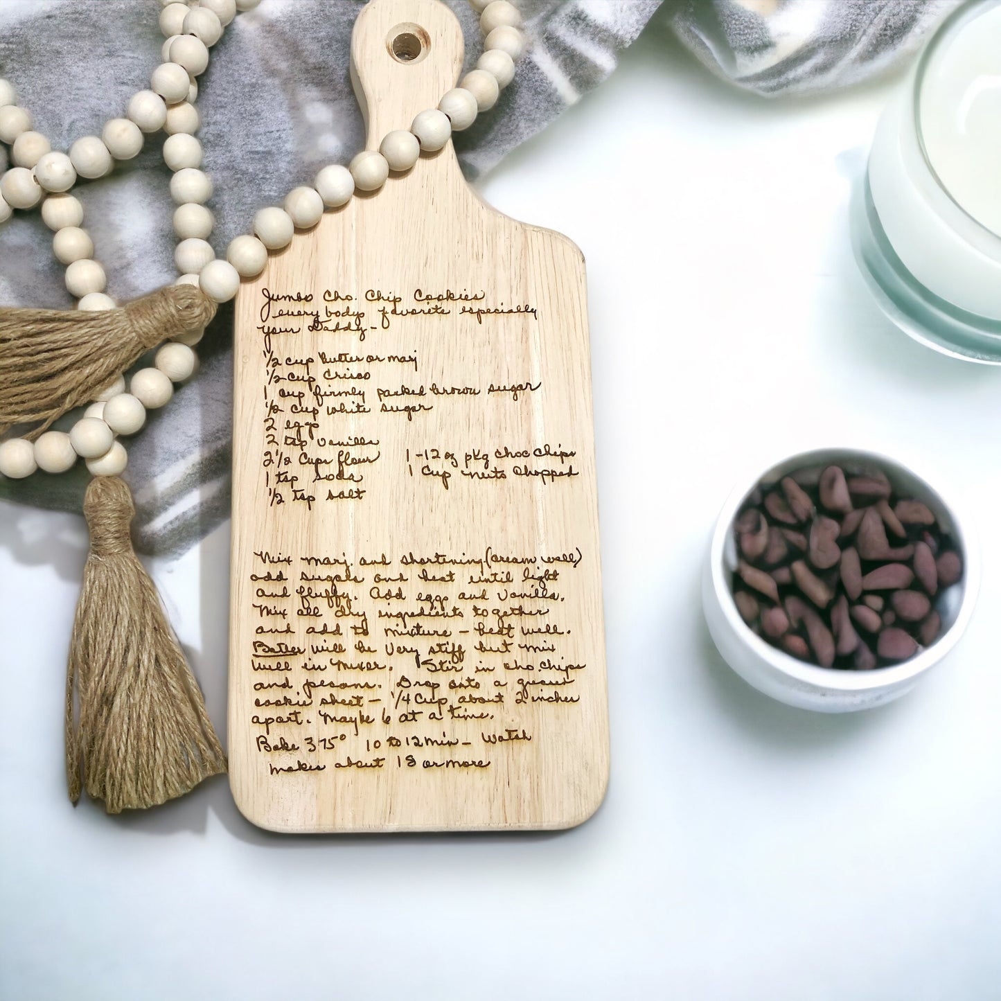 Handwritten Recipe Engraved Wooden Charcuterie Serving Board