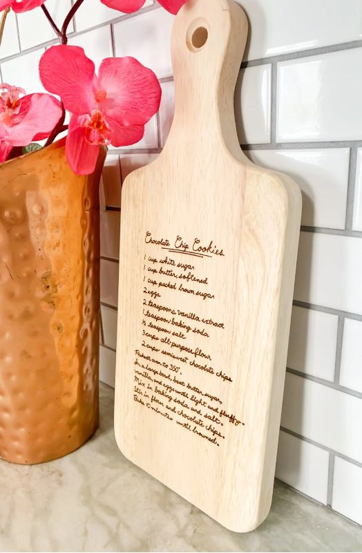 Handwritten Recipe Engraved Wooden Charcuterie Serving Board